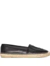 Saint Laurent Logo Leather Espadrilles Flat Shoes Black In Black