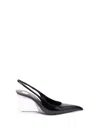 Saint Laurent Pointed Toe Glazed Leather Wedges With Transparent Heel
