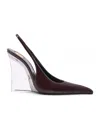Saint Laurent Miller Smooth Leather Wedge Sandals