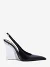 Saint Laurent Miller Patent-leather Slingback Wedge Pumps In Black