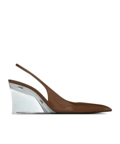 Saint Laurent Miller Wedges In Glazed Leather In Multicolor