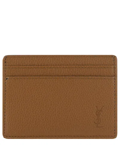 Saint Laurent Milo Credit Card Holder In Brown