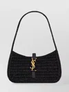 Saint Laurent Mini 5 To 7 In Raffia Shoulder Bag In Black