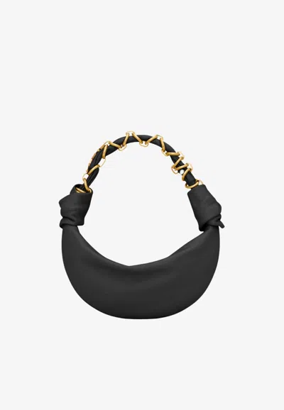 Saint Laurent Mini Amalia Calf Leather Hobo Bag In Black