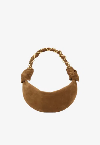 Saint Laurent Mini Amalia Suede Hobo Bag In Brown