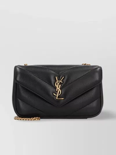 Saint Laurent Mini Bag Lambskin Quilted Chevron Chain In Black