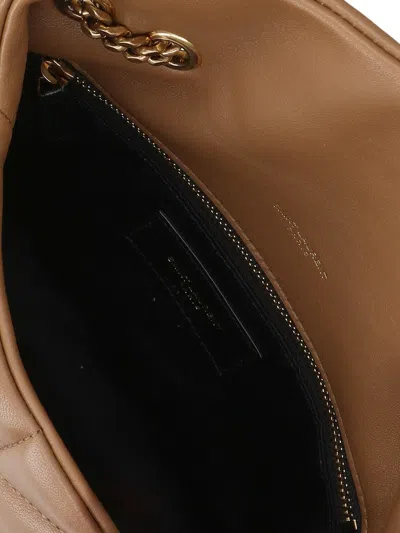 Saint Laurent Mini Bag Puffer Toy In Brown