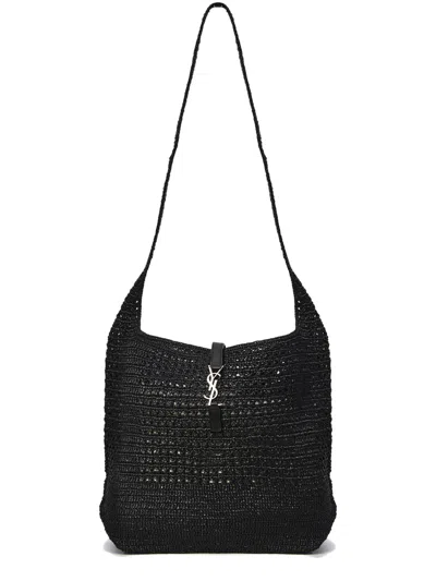 Saint Laurent Mini Bag With Silver Metal Closure And Intertwined Initials (32 Cm X 39 Cm X 15 Cm) In Black