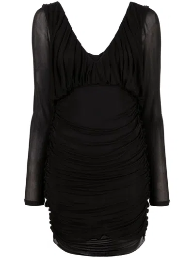 Saint Laurent Mini Black Dress With Deep V-neckline
