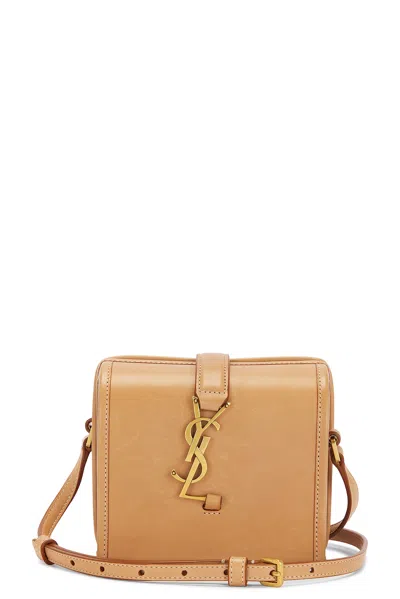 Saint Laurent Mini Box Bag In Vintage Brown Gold