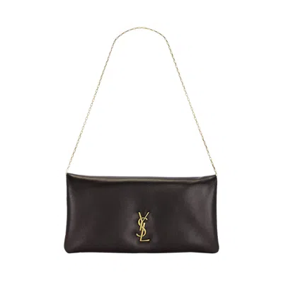 Pre-owned Saint Laurent Mini Calypso Leather Shoulder Bag 'black' | Women's Size Onesize
