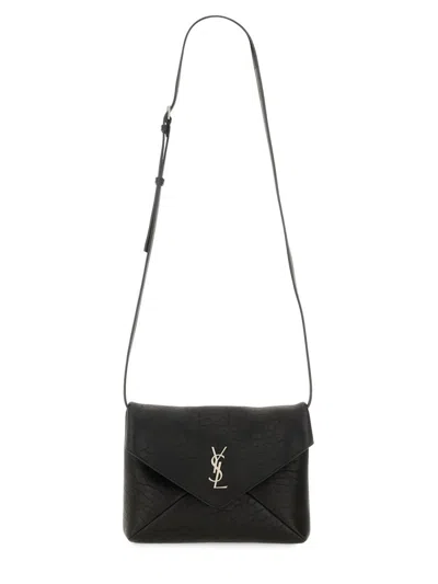 Saint Laurent Mini Cassandra Messenger Envelope Bag In Black