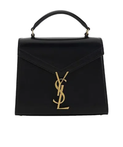 Saint Laurent Mini Cassandra Monogram Tote Bag In Black