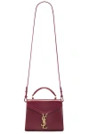 Saint Laurent Mini Cassandra Top Handle Bag In Dark Bordeaux