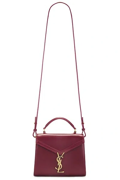 Saint Laurent Mini Cassandra Top Handle Bag In Dark Bordeaux