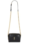 Saint Laurent Cassandre Mini Leather Camera Bag In Noir