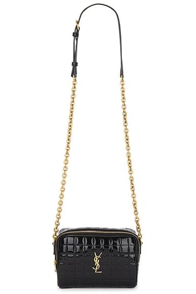 Saint Laurent Cassandre Mini Leather Camera Bag In Black