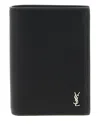Saint Laurent Mini Cassandre Card Holder In Black