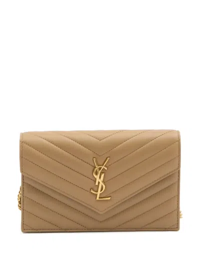 Saint Laurent Mini Cassandre Envelope Clutch Bag In Neutral