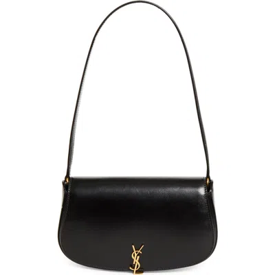 Saint Laurent Mini Cassandre Flap Leather Shoulder Bag In Black