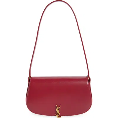 Saint Laurent Mini Cassandre Flap Leather Shoulder Bag In Red