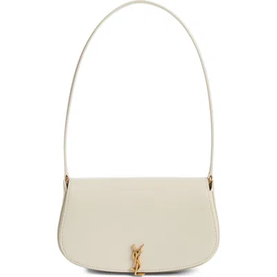 Saint Laurent Mini Cassandre Flap Leather Shoulder Bag In Neutral