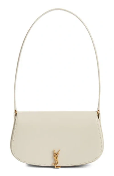 Saint Laurent Mini Cassandre Flap Leather Shoulder Bag In White