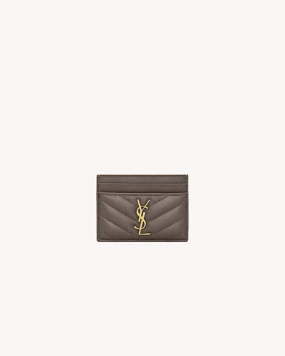 Saint Laurent Mini Cassandre Leather Card Case In White