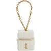 Saint Laurent Mini Cassandre Matelassé Carré Leather Wristlet In White