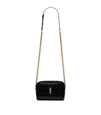 Saint Laurent Mini Cassandre Patent Camera Bag In Black