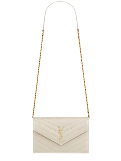 Saint Laurent Mini Chic Wallet Bag - Height 12.5 Cm, Width 19 Cm In White