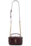Saint Laurent Mini College Chain Bag In Hot Wine