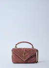 Saint Laurent Mini College Chain Shoulder Bag In Brown