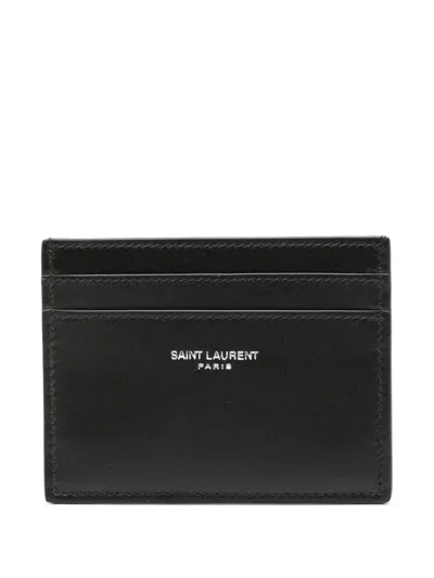 Saint Laurent Mini Credit Card Case With Embossed Signature - Fw24 Collection In Black