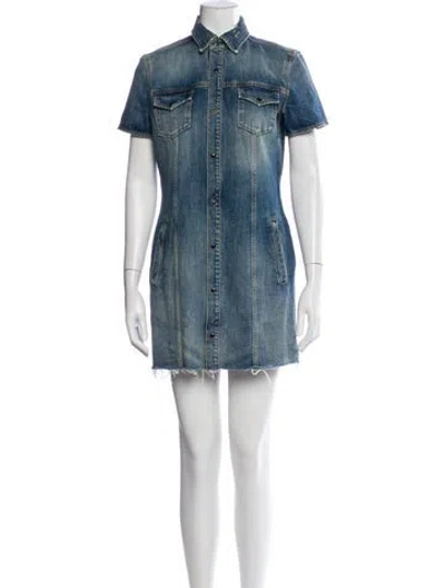 Pre-owned Saint Laurent Mini Dress In Blue