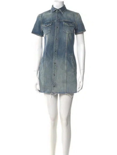 Pre-owned Saint Laurent Mini Dress In Blue