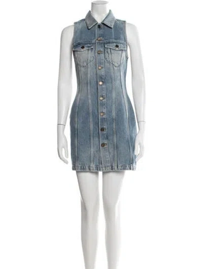 Pre-owned Saint Laurent Mini Dress In Blue