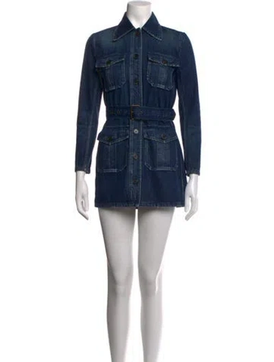 Pre-owned Saint Laurent Mini Dress In Blue