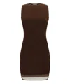 Saint Laurent Women Tulle Tank Mini Dress In Brown