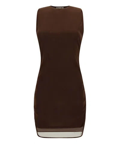 Saint Laurent Mini Dress In Brown