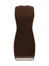 Saint Laurent Mini Dress In Marron