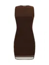 Saint Laurent Women Tulle Tank Mini Dress In Marrone