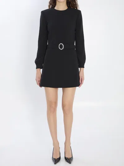 SAINT LAURENT MINI DRESS WITH NECKLINE IN SABLÉ