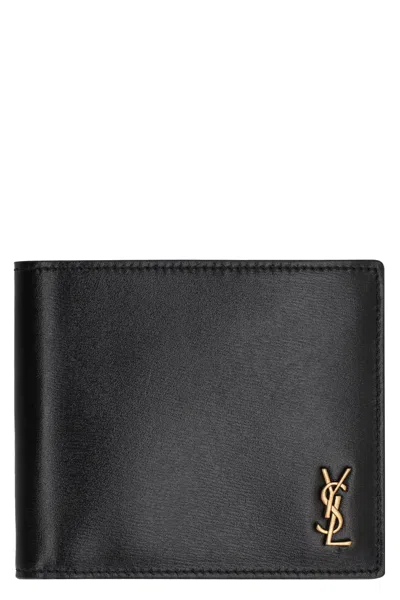 Saint Laurent Mini East/west Leather Wallet In Black