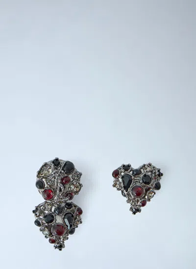 Saint Laurent Mini Favorite Heart Earrings In Silver