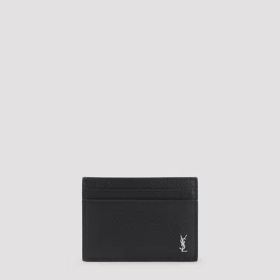 Saint Laurent Mini Grained Leather Wallet In Black