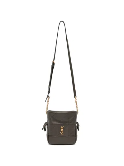 Saint Laurent Mini Jamie Quilted Logo-plaque Clutch Bag In Purple