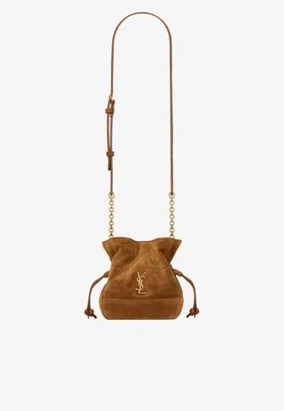 Saint Laurent Mini Jamie Suede Shoulder Bag In Brown