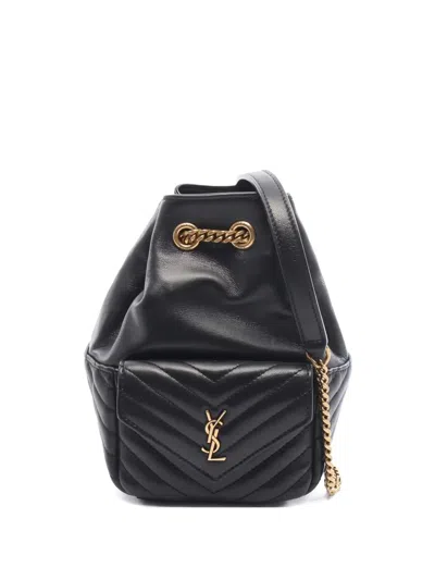 Pre-owned Saint Laurent Mini Joe Bucket Bag In Black