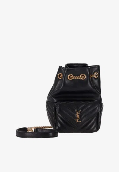 Saint Laurent Mini Joe Quilted Leather Bucket Bag In Black